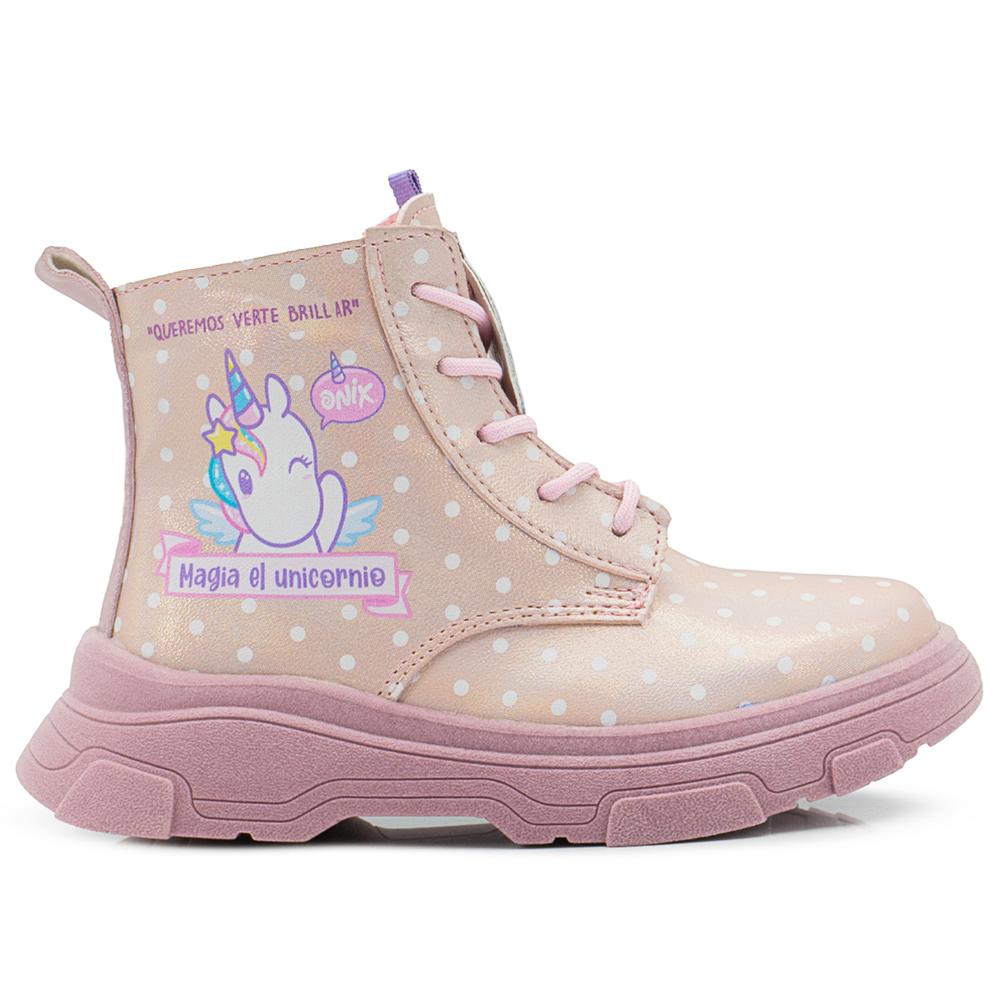 Foto 7 pulgar | Bota Botín Tropicana Unicornio Moda Onix Niña Rosa 15-21 Rosa
