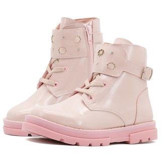 Foto 1 | Botas Para Niña Charol Rosa Moda Chunky Suela Cosida Rosa Claro