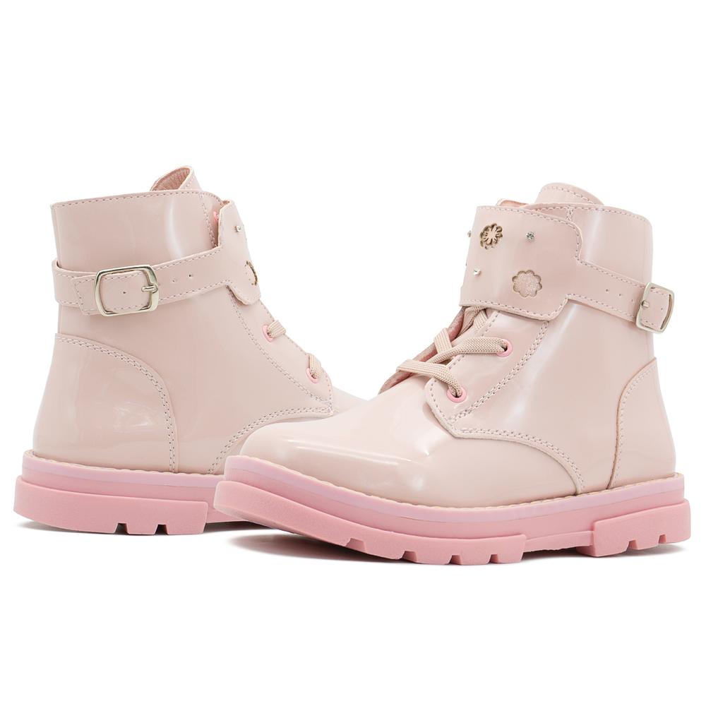 Foto 2 | Botas Para Niña Charol Rosa Moda Chunky Suela Cosida Rosa Claro
