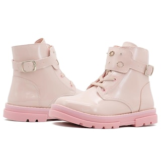 Foto 2 | Botas Para Niña Charol Rosa Moda Chunky Suela Cosida Rosa Claro