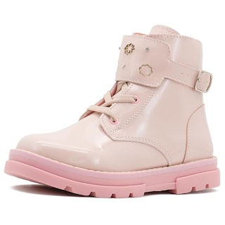 Foto 3 | Botas Para Niña Charol Rosa Moda Chunky Suela Cosida Rosa Claro