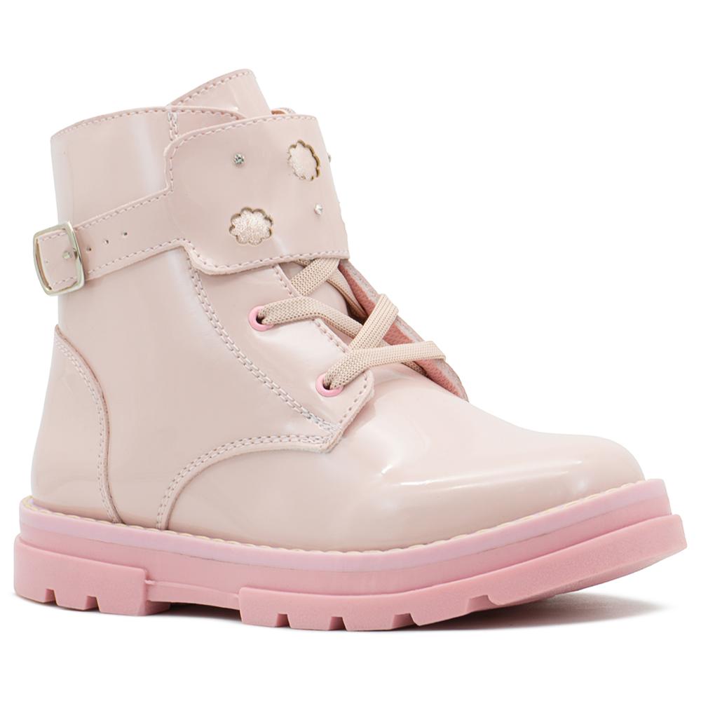 Foto 5 pulgar | Botas Para Niña Charol Rosa Moda Chunky Suela Cosida Rosa Claro