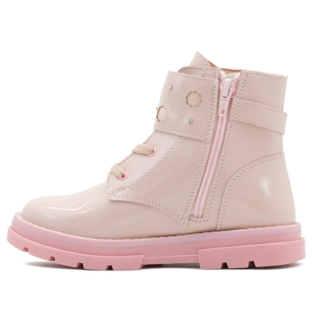 Foto 5 | Botas Para Niña Charol Rosa Moda Chunky Suela Cosida Rosa Claro