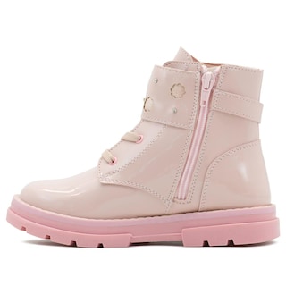 Foto 5 | Botas Para Niña Charol Rosa Moda Chunky Suela Cosida Rosa Claro