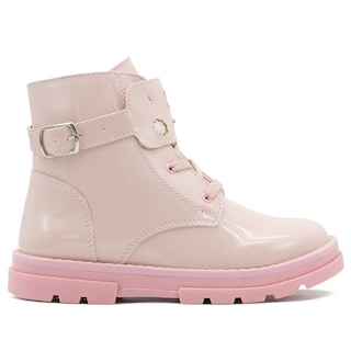 Foto 6 | Botas Para Niña Charol Rosa Moda Chunky Suela Cosida Rosa Claro