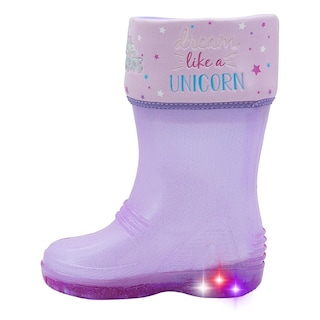 Foto 2 | Bota Lluvia Para Niña Bubble Gummers Unicornio Con Luces Lila