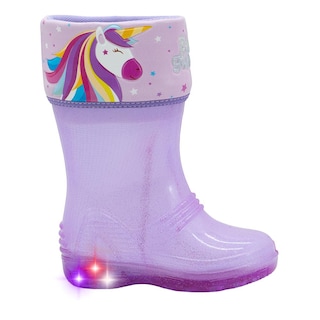 Foto 3 | Bota Lluvia Para Niña Bubble Gummers Unicornio Con Luces Lila