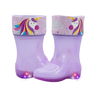 Foto 5 | Bota Lluvia Para Niña Bubble Gummers Unicornio Con Luces Lila