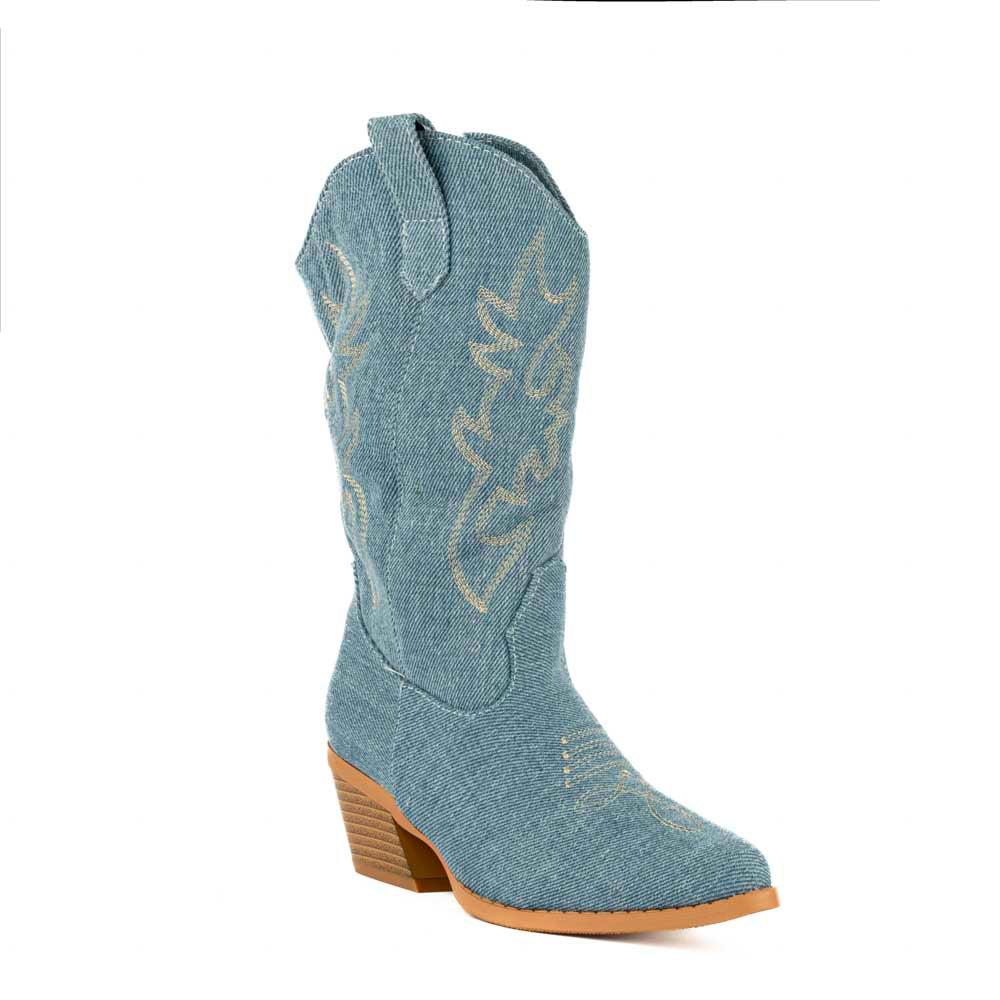 Foto 3 pulgar | Botas Vaqueras Moda Casual Para Niña Creek-15k Azul Petroleo