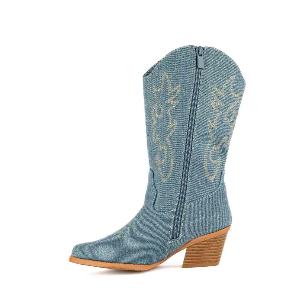 Foto 3 | Botas Vaqueras Moda Casual Para Niña Creek-15k Azul Petroleo