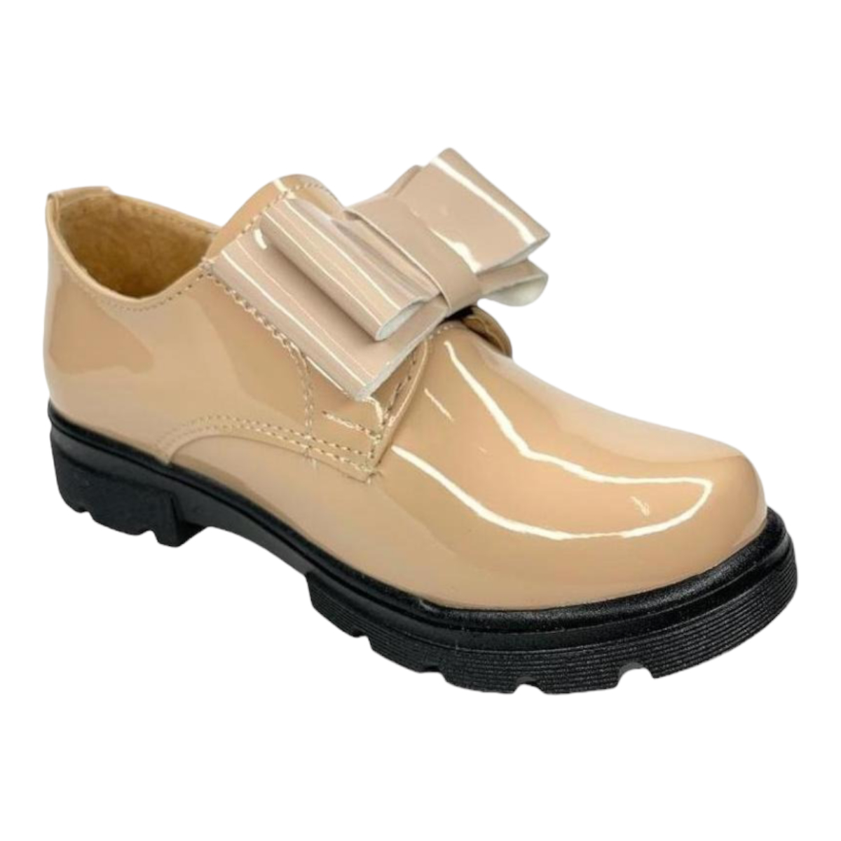 Zapato Para Niña Ajuste Con Resorte Con Flores Piel Beige Las Cuatas