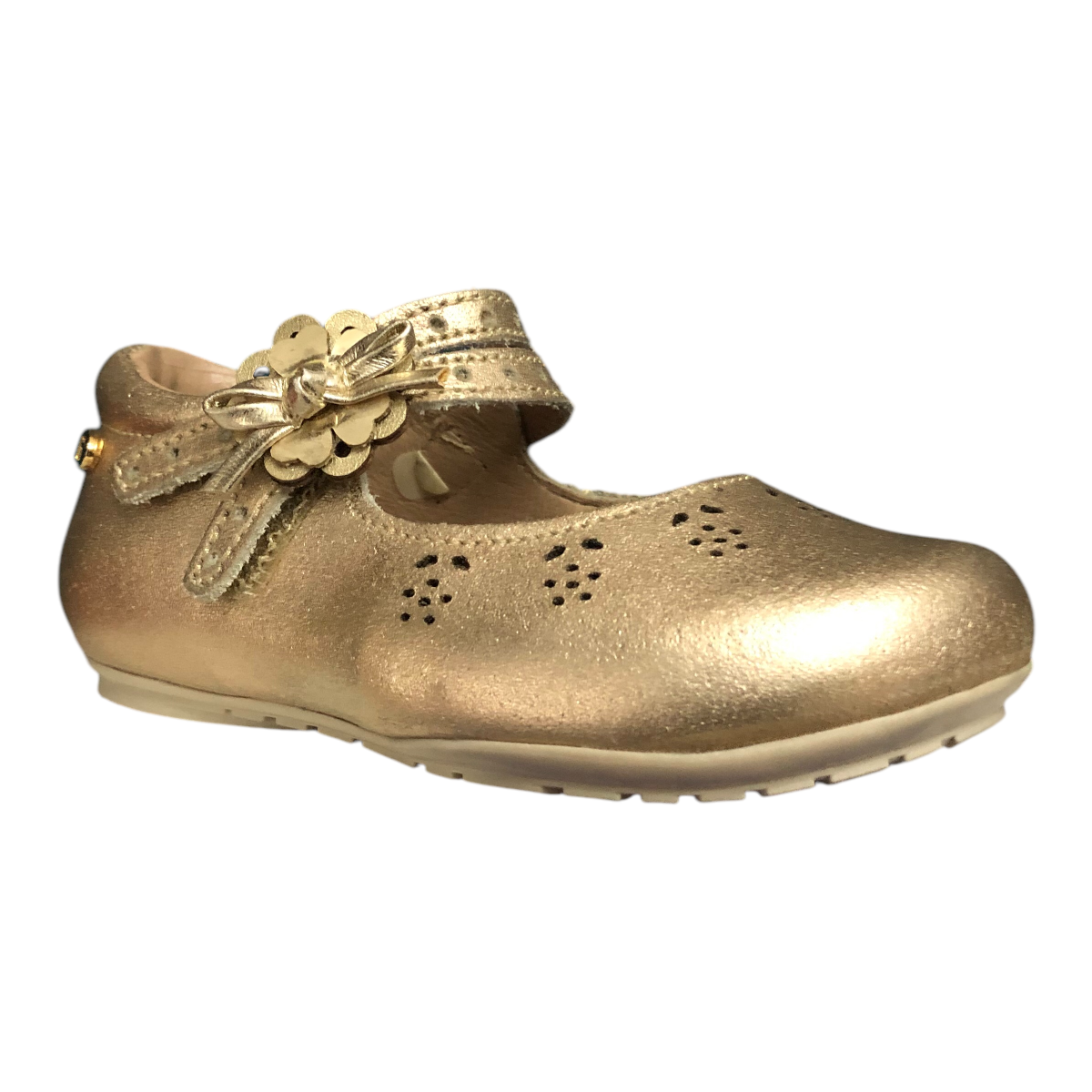 Foto 3 pulgar | Zapato Coqueta de Piel color Dorado para Niña