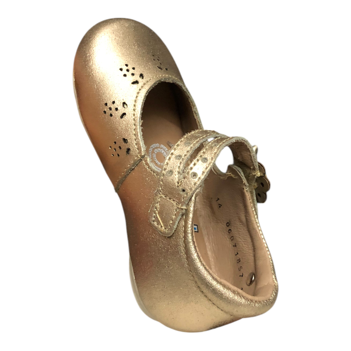 Foto 5 pulgar | Zapato Coqueta de Piel color Dorado para Niña