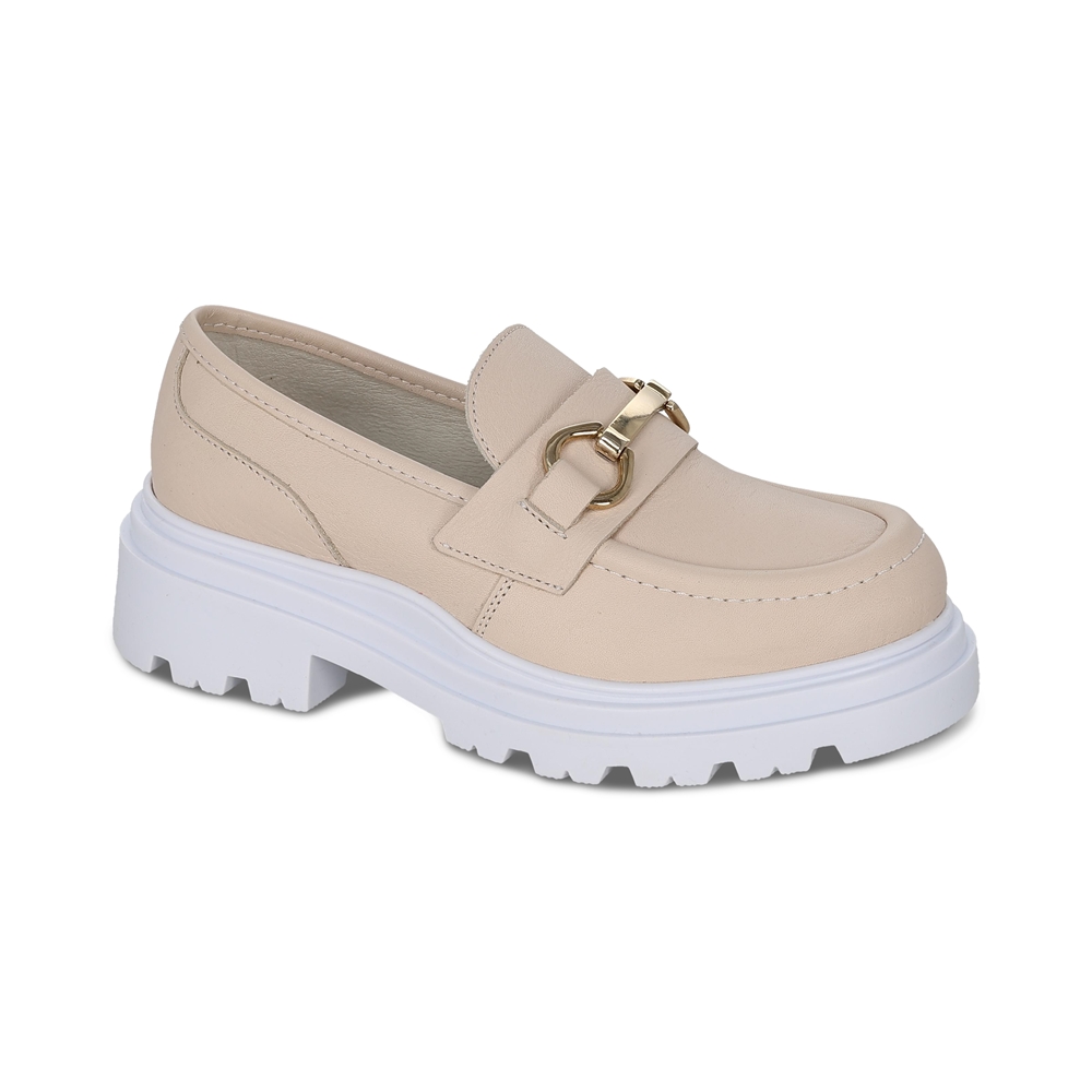 Zapato Formal Para Niña Estilo Mocasín 431700-l Color Beige