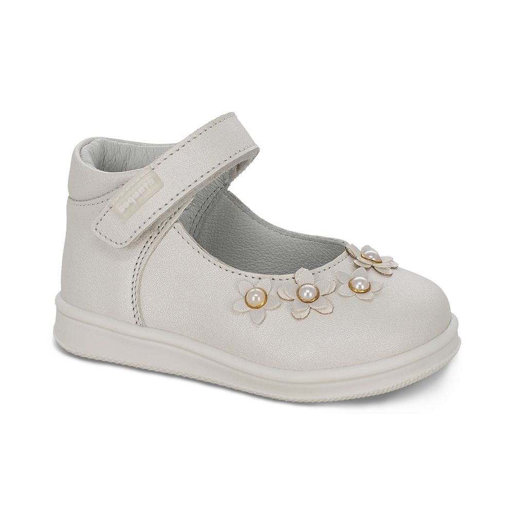 Zapato Casual Para Niña Coqueta Primeros Pasos 955800-y Color Perla Con Ajuste Velcro