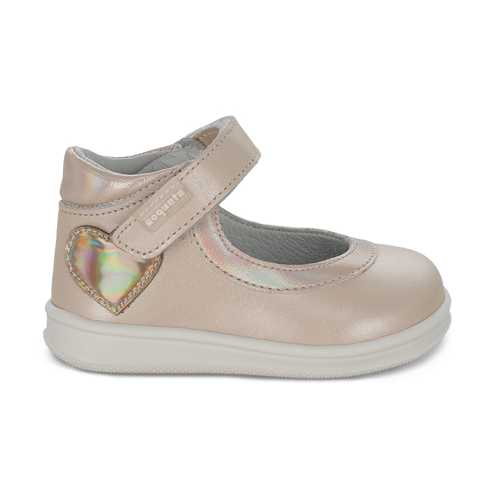 Foto 2 | Zapato Casual Para Niña Coqueta 955801-l Color Beige Con Detalles Y Ajuste Velcro