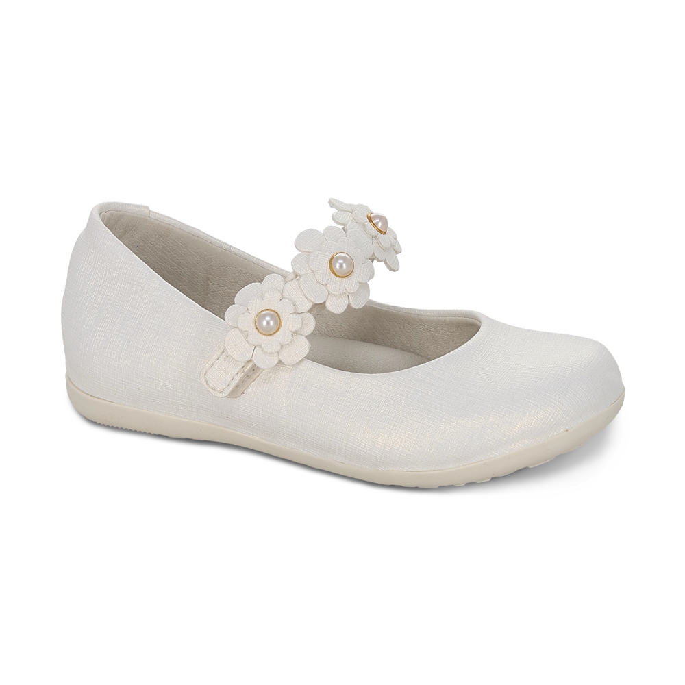 Balerina De Niña Color Perla 123205-y Con Detalles Y Ajuste Velcro