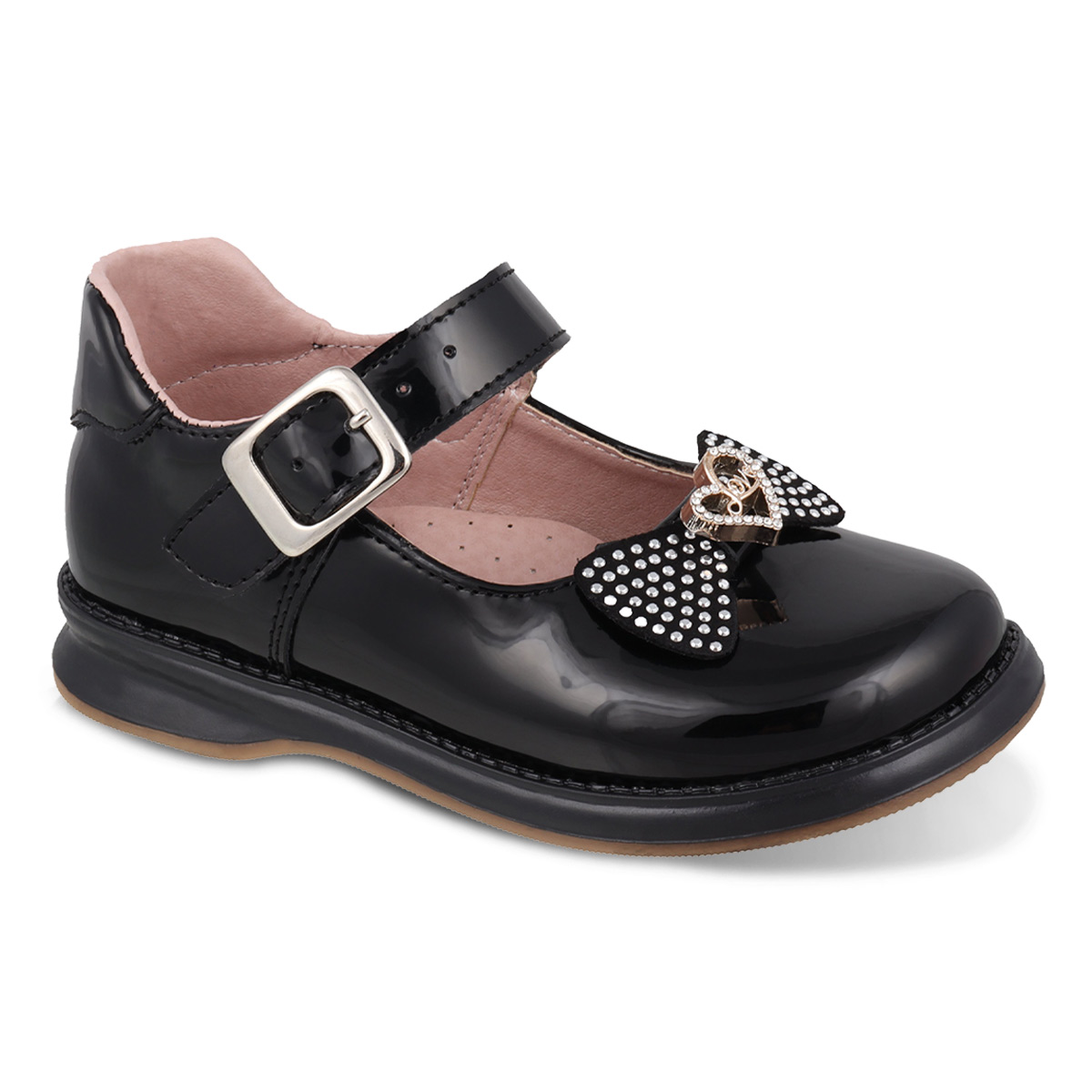 Zapato Casual Lucho 751 Color Charol Negro Para Niña