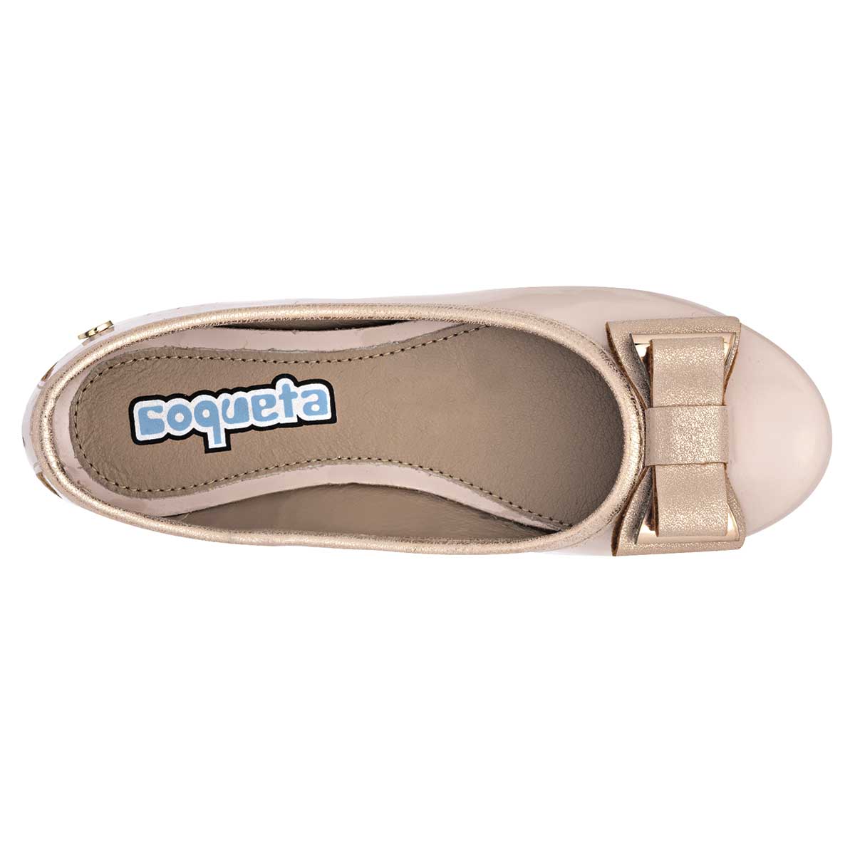 Coqueta Balerina Para Niña Beige Charol Cod.104351