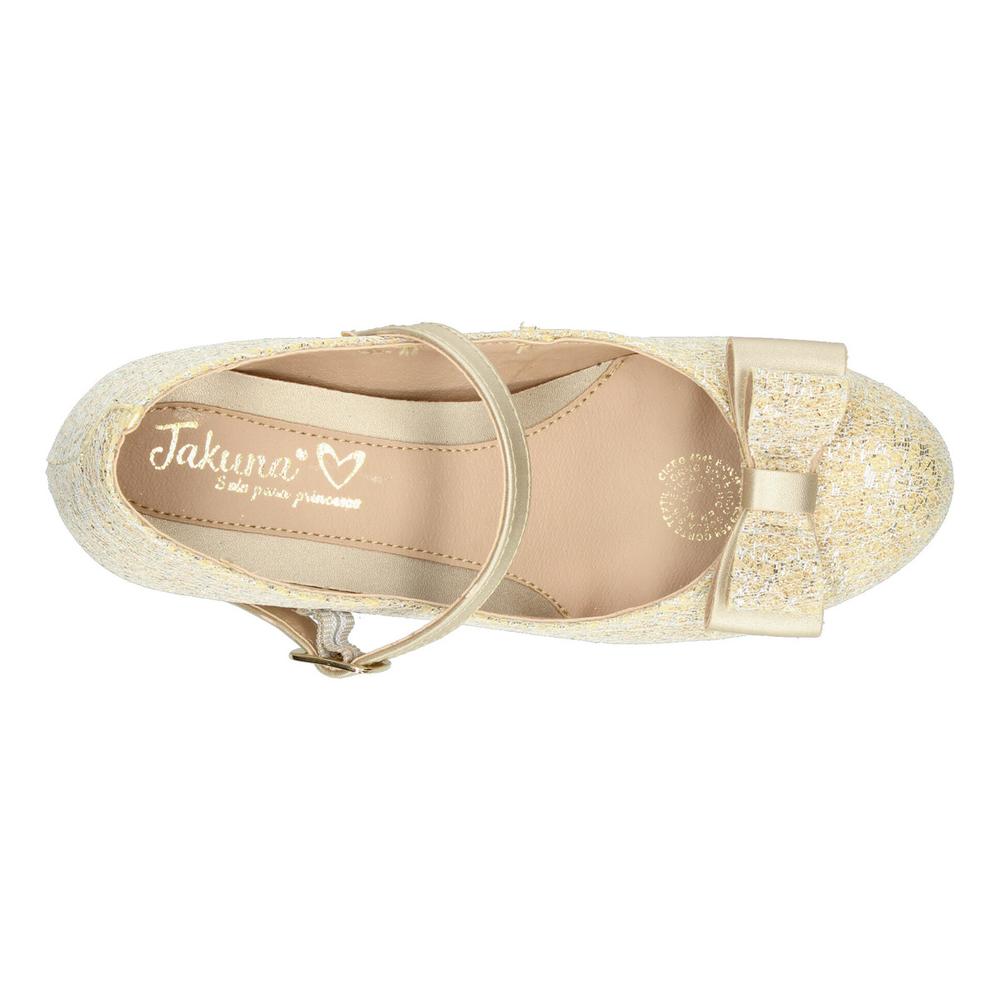 Foto 9 pulgar | Zapato Ceremonia Niña Jakuna Dorado Juvenil Con Tacón Dorado