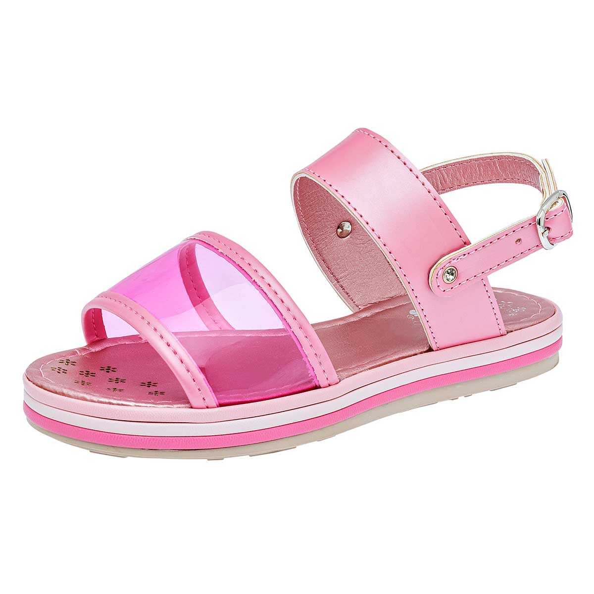 Sandalia Trencitas Rosa Transparente Código 117331-2 para Niña