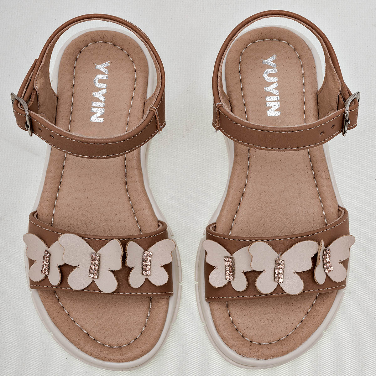 Foto 4 pulgar | Sandalias Yuyin Cafés para Bebé Niña