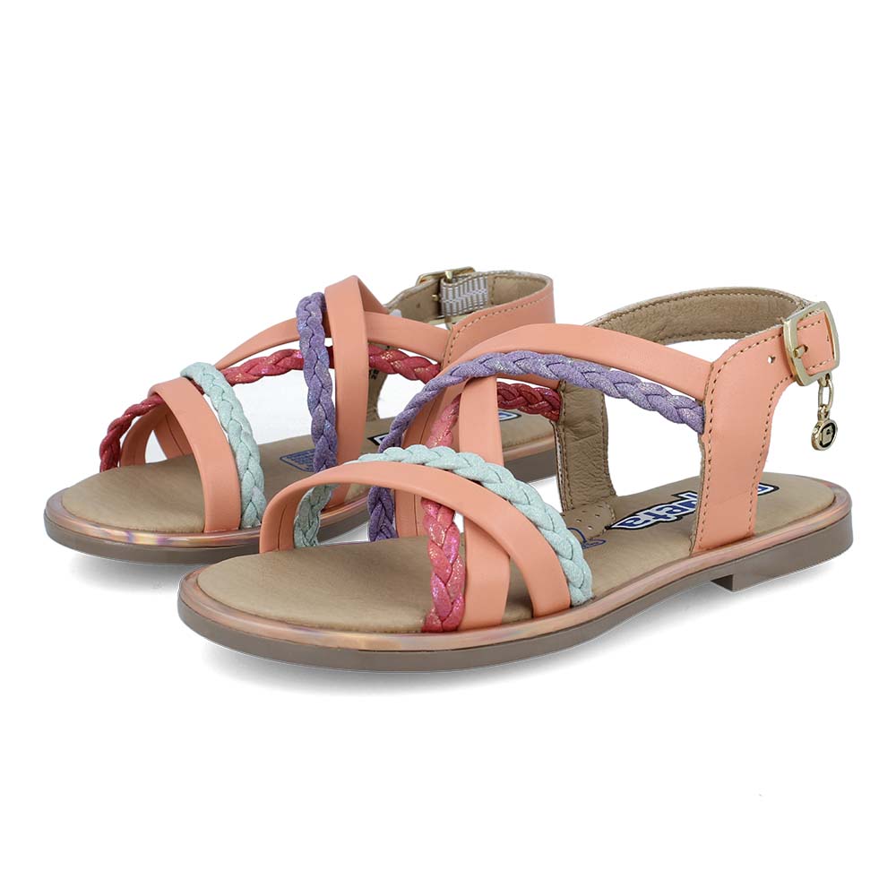 Foto 5 pulgar | Sandalias Huaraches Coqueta 112516-n Naranja Niña Casual Sintético 