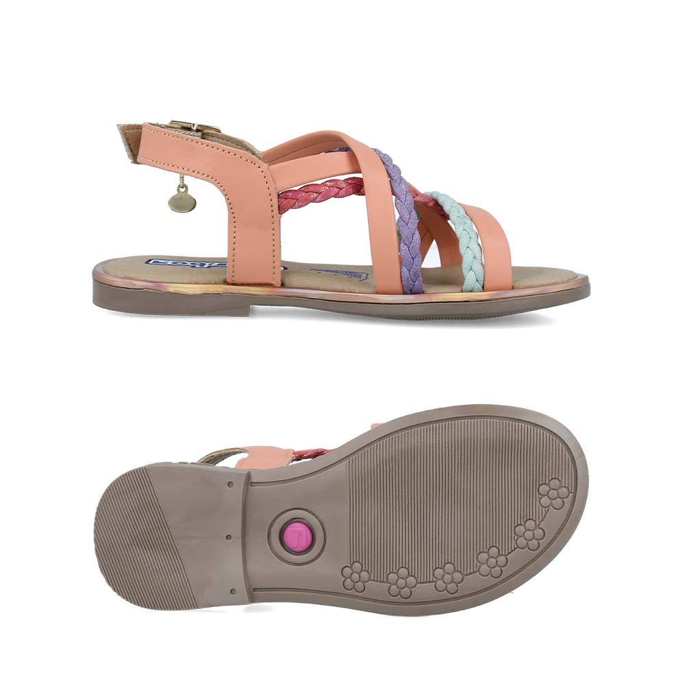 Foto 6 pulgar | Sandalias Huaraches Coqueta 112516-n Naranja Niña Casual Sintético 
