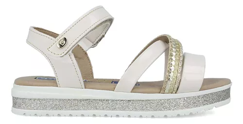 Sandalias Huaraches Coqueta 112314-l Beige Niña Casual Charol