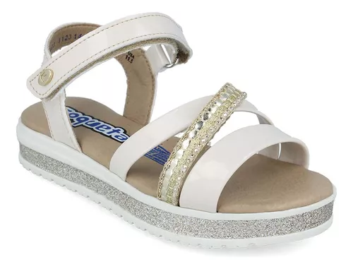 Foto 4 pulgar | Sandalias Huaraches Coqueta 112314-l Beige Niña Casual Charol