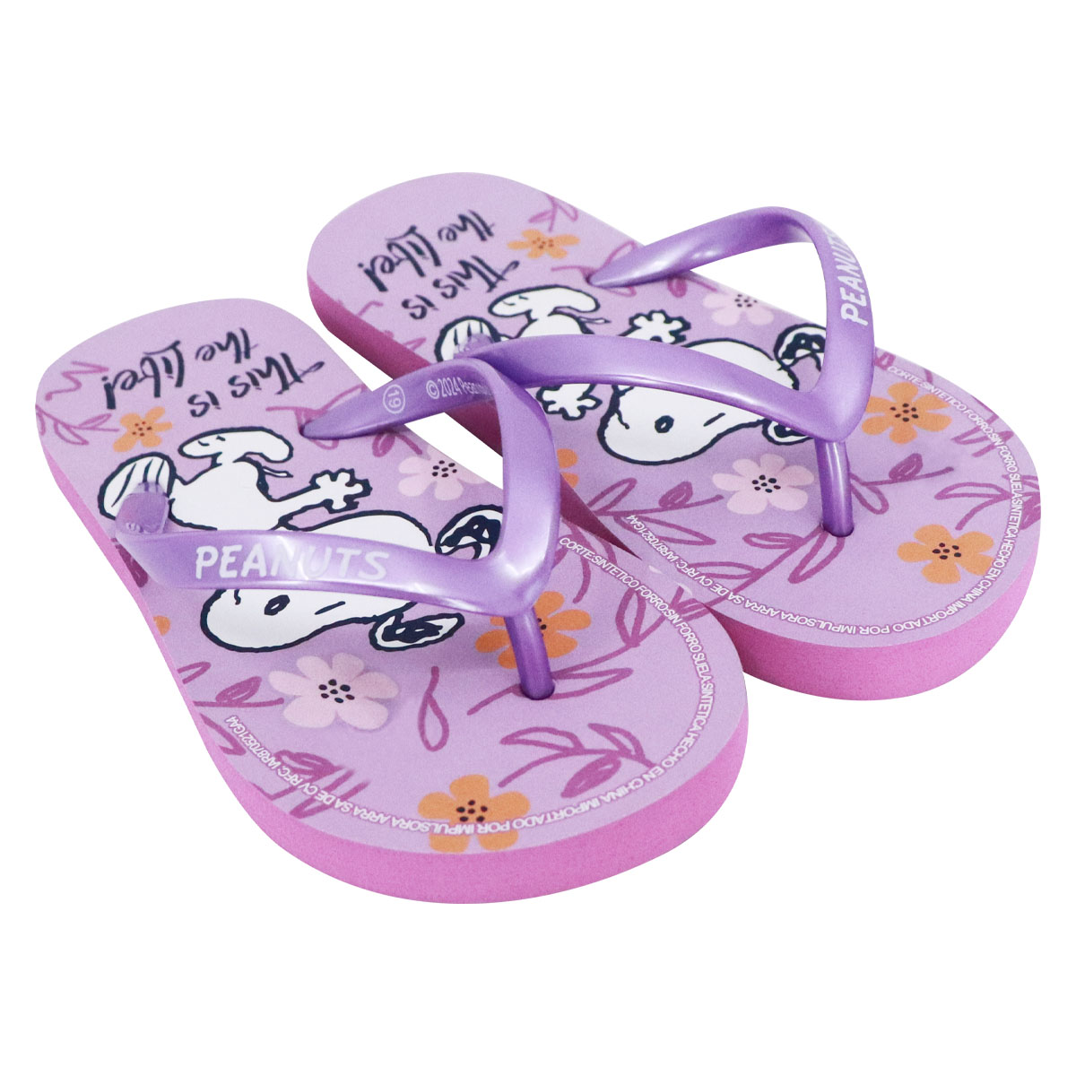 Foto 2 | Sandalias Snoopy Lilas para Niña