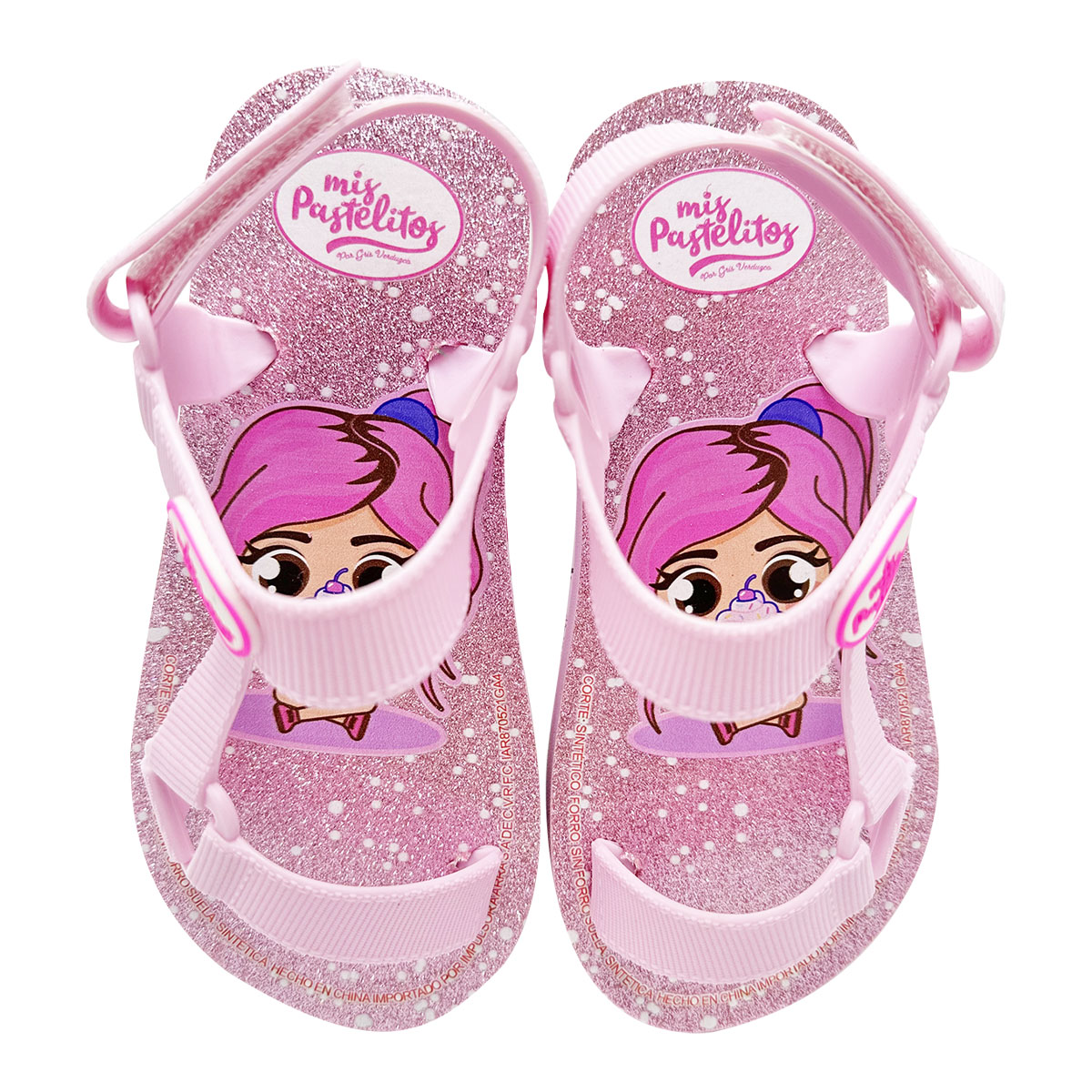 Foto 3 pulgar | Sandalias Mis Pastelitos Rosas con Glitter para Niñas