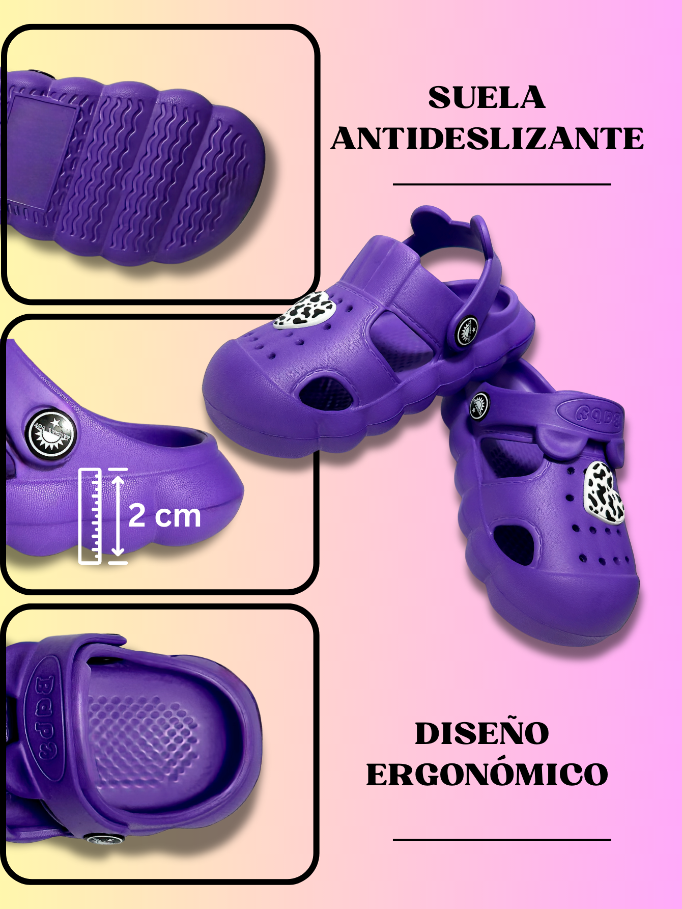 Foto 8 pulgar | Sandalias Para Niña Ligersa Y Antideslizantes Eva Sand-1024 Color Morado Con Pines Decorativos