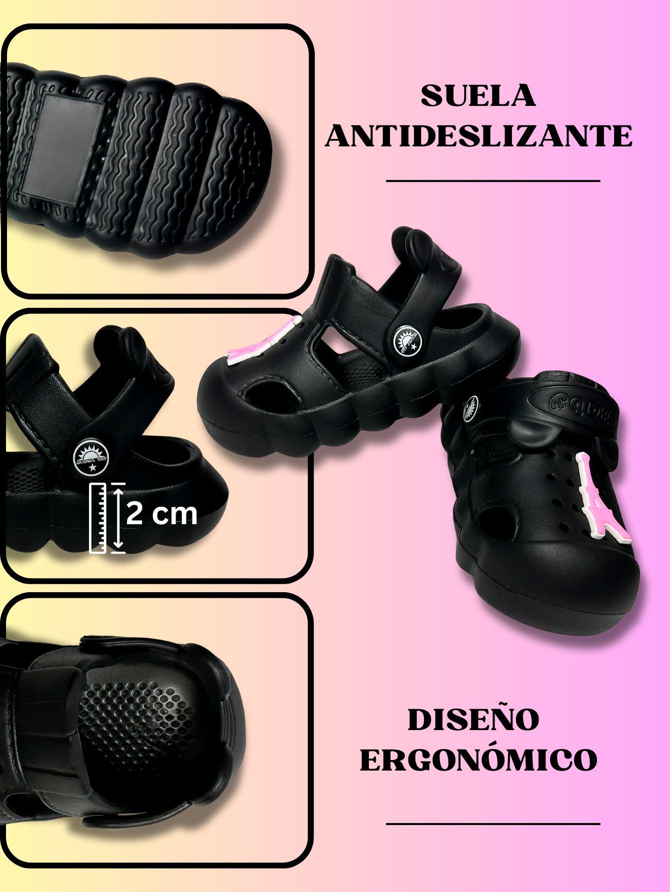 Foto 7 | Sandalias Para Niña Ligersa Y Antideslizantes Eva Sand-1024 Color Negro Con Pines Decorativos