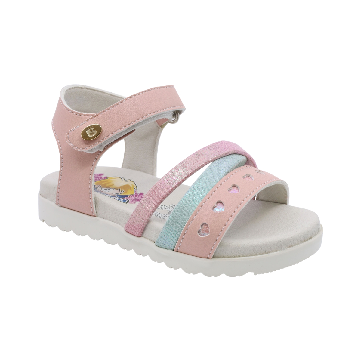 Coqueta Sandalia Para Niña Rosa Azul