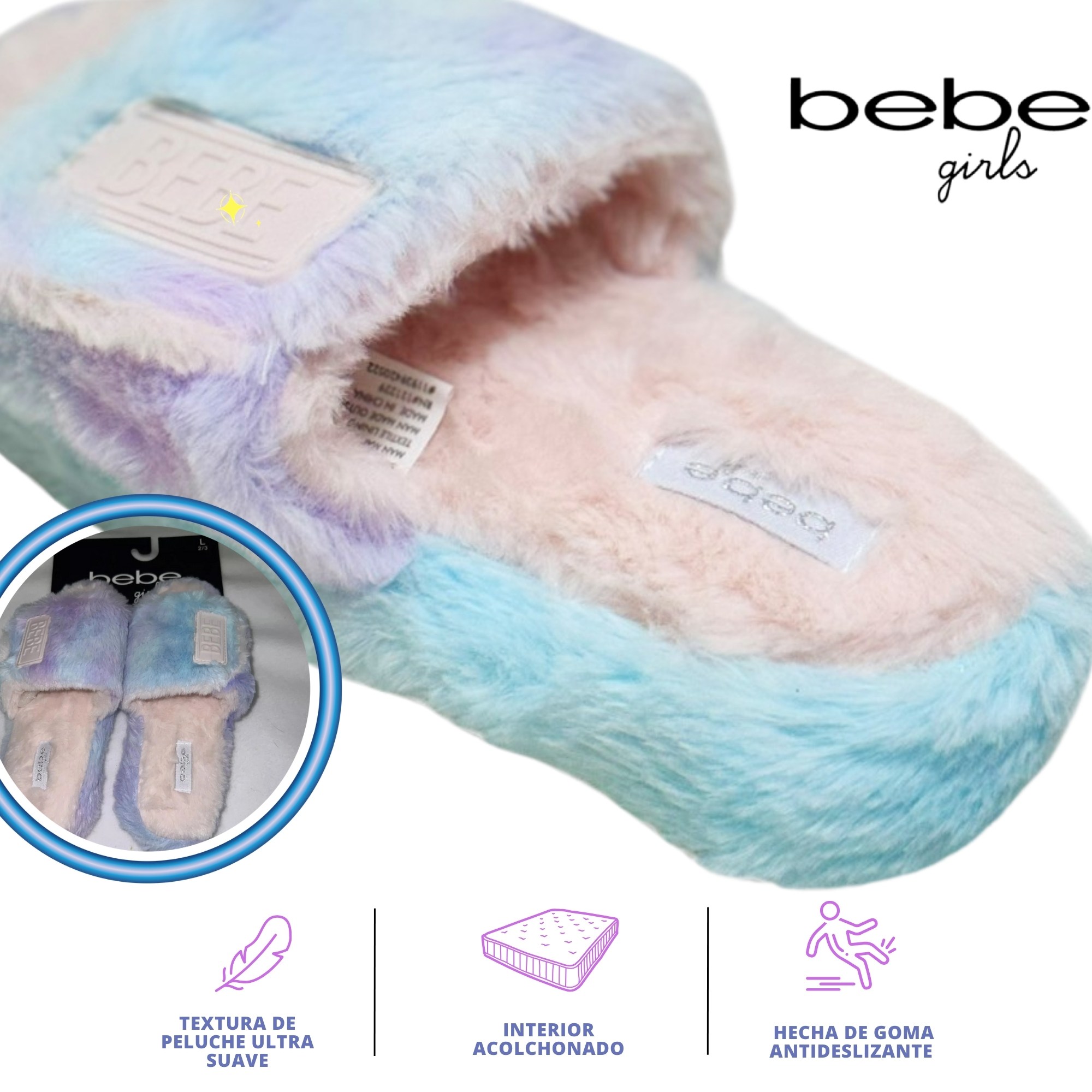 Foto 4 pulgar | Pantuflas Marca Bebe Girls! Original, Sandalias Acolchadas