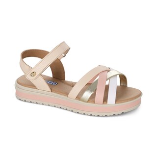 Foto 1 | Sandalia Casual Para Niña Coqueta 112300-h Color Beige-oro Con Ajuste Velcro