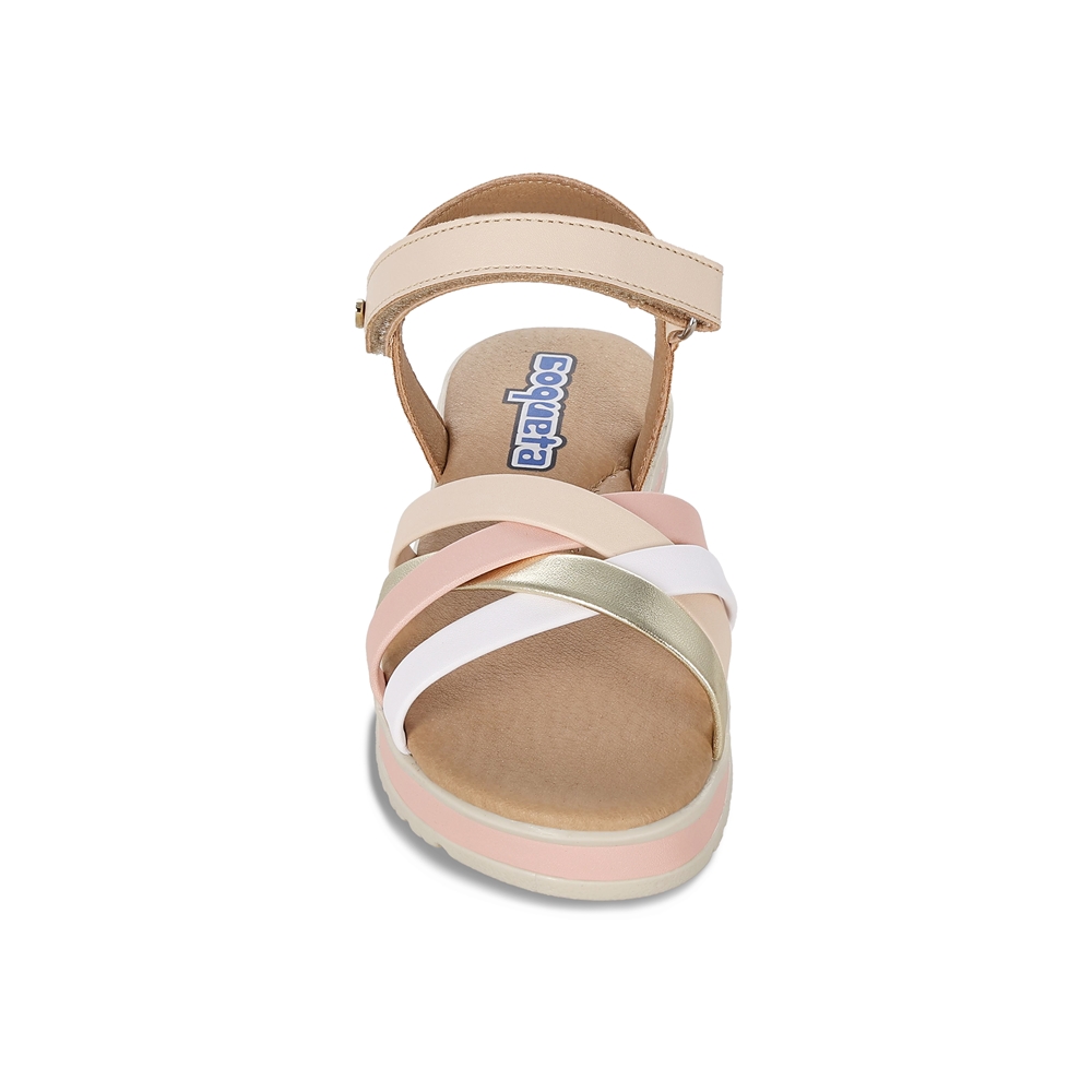 Foto 4 pulgar | Sandalia Casual Para Niña Coqueta 112300-h Color Beige-oro Con Ajuste Velcro