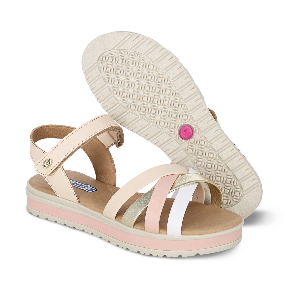 Foto 7 pulgar | Sandalia Casual Para Niña Coqueta 112300-h Color Beige-oro Con Ajuste Velcro