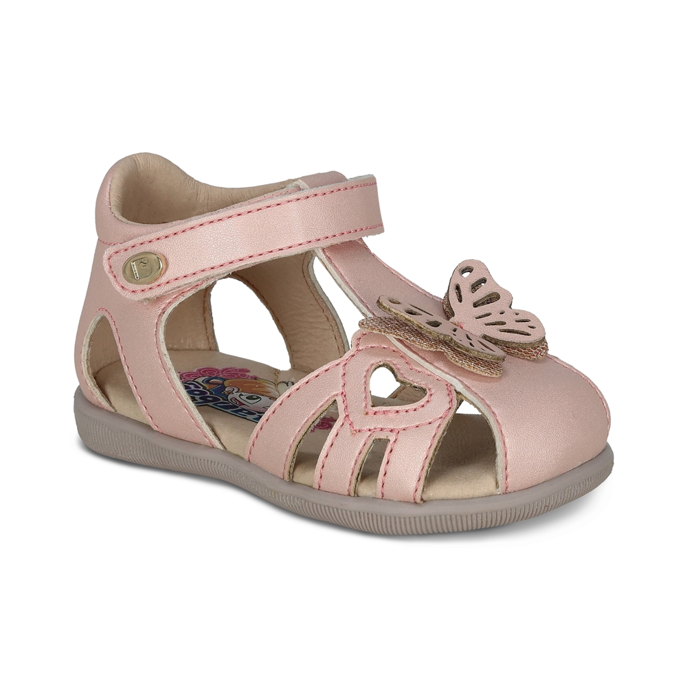 Sandalia Para Niña Coqueta 973020-i Color Rosa Con Ajuste Velcro Y Detalles