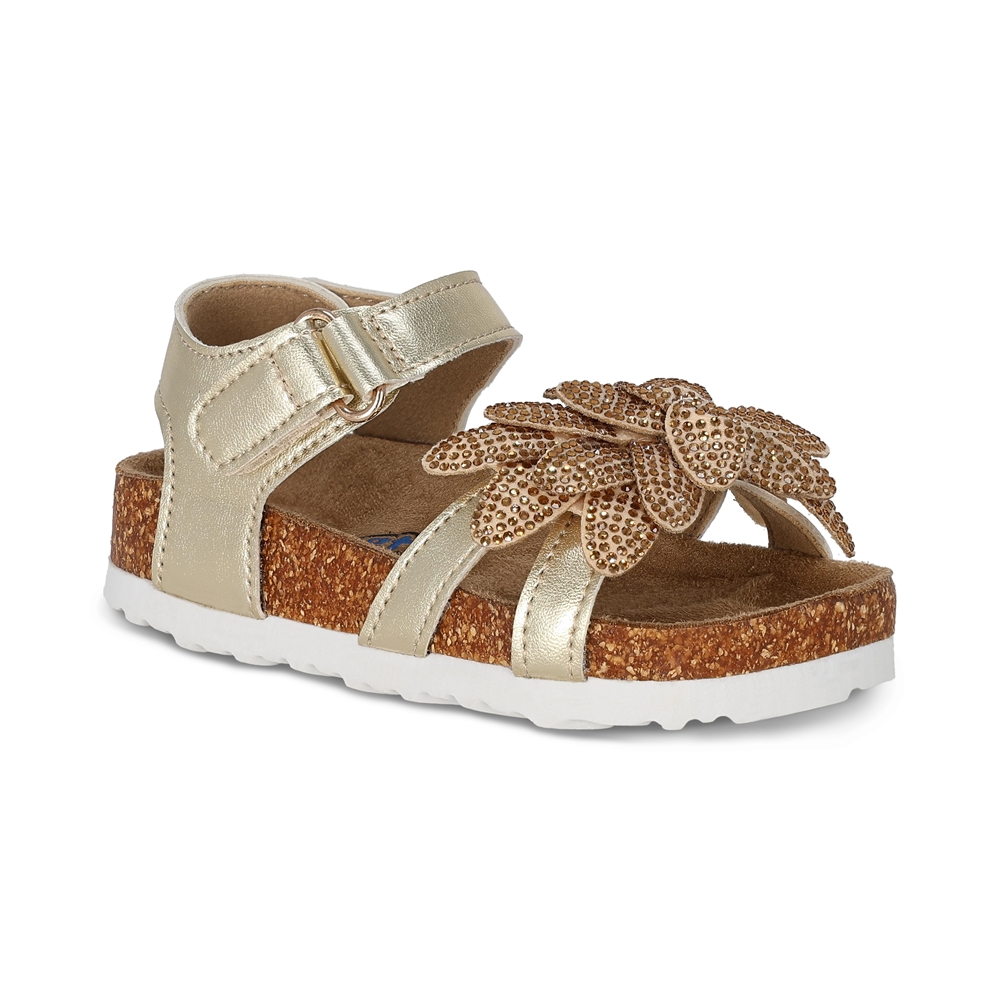 Sandalia Para Niña Coqueta 200101-s Color Oro Con Detalles Y Ajuste Velcro