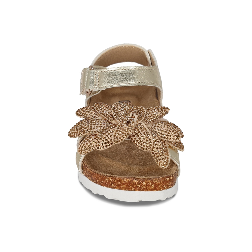 Foto 4 pulgar | Sandalia Para Niña Coqueta 200101-s Color Oro Con Detalles Y Ajuste Velcro