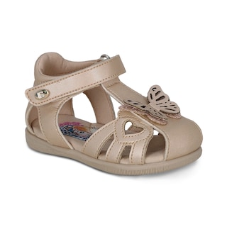 Foto 1 | Sandalia Para Niña Coqueta 973020-l Color Beige Con Ajuste Velcro Y Detalles
