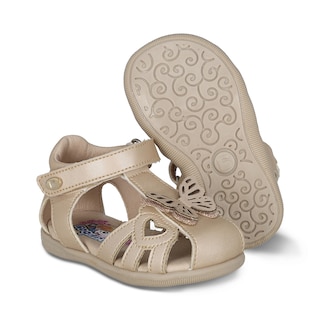 Foto 6 | Sandalia Para Niña Coqueta 973020-l Color Beige Con Ajuste Velcro Y Detalles