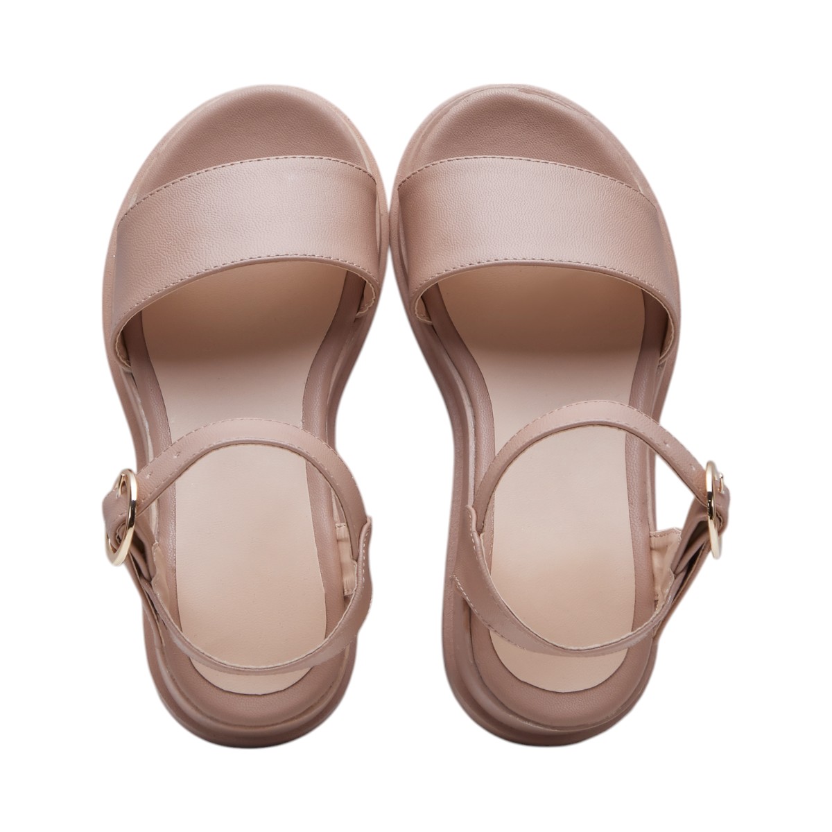Sandalia Calzado Watanabe Color Beige Niña Plana Satín