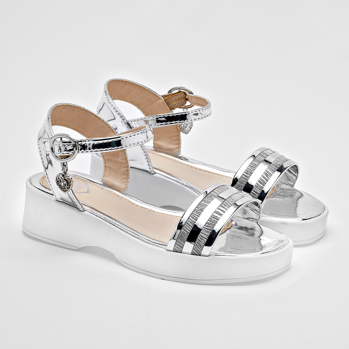 Ks Sandalia Para Niña Plata Cod.132329