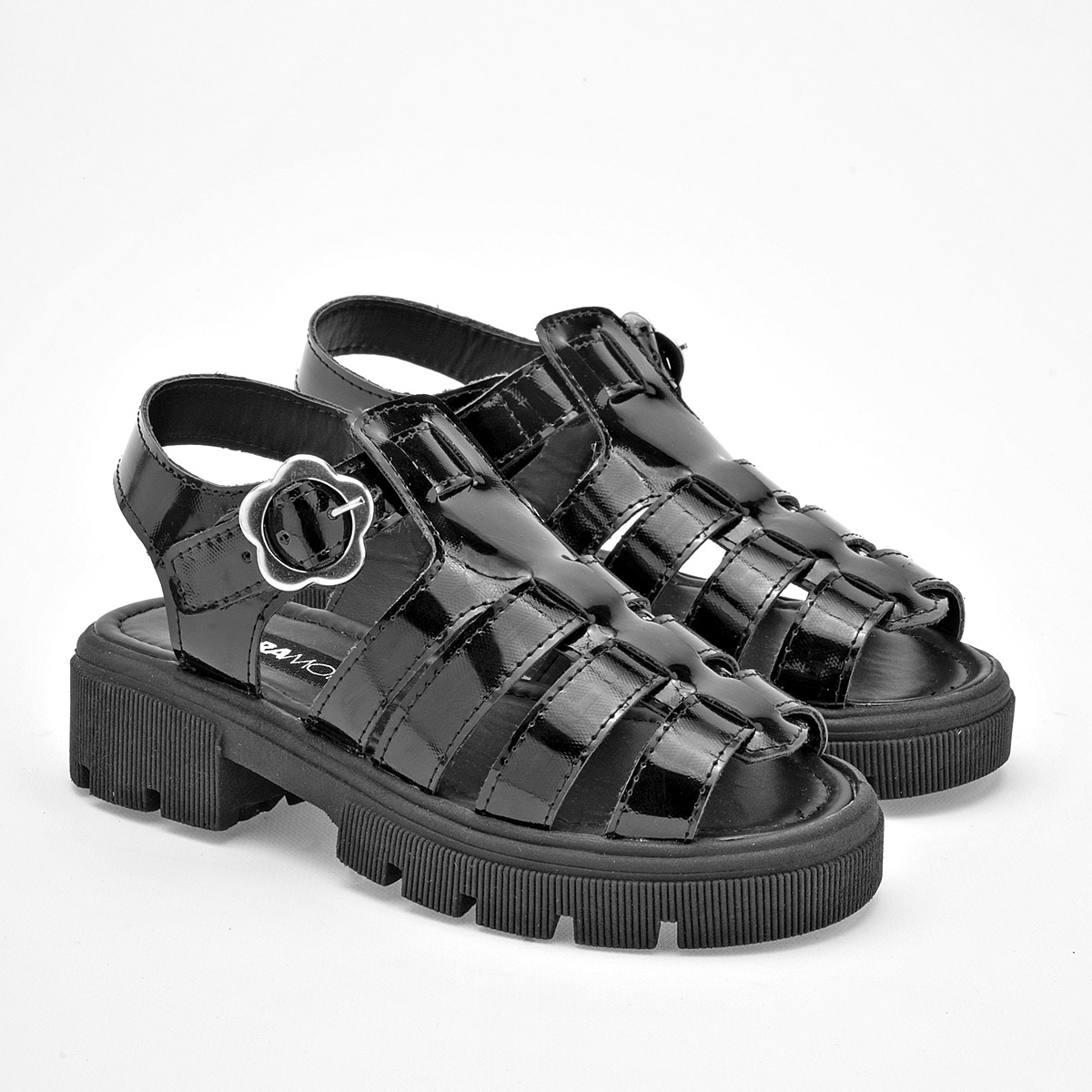 Moramora Sandalia Para Niña Negro Charol Cod.132619