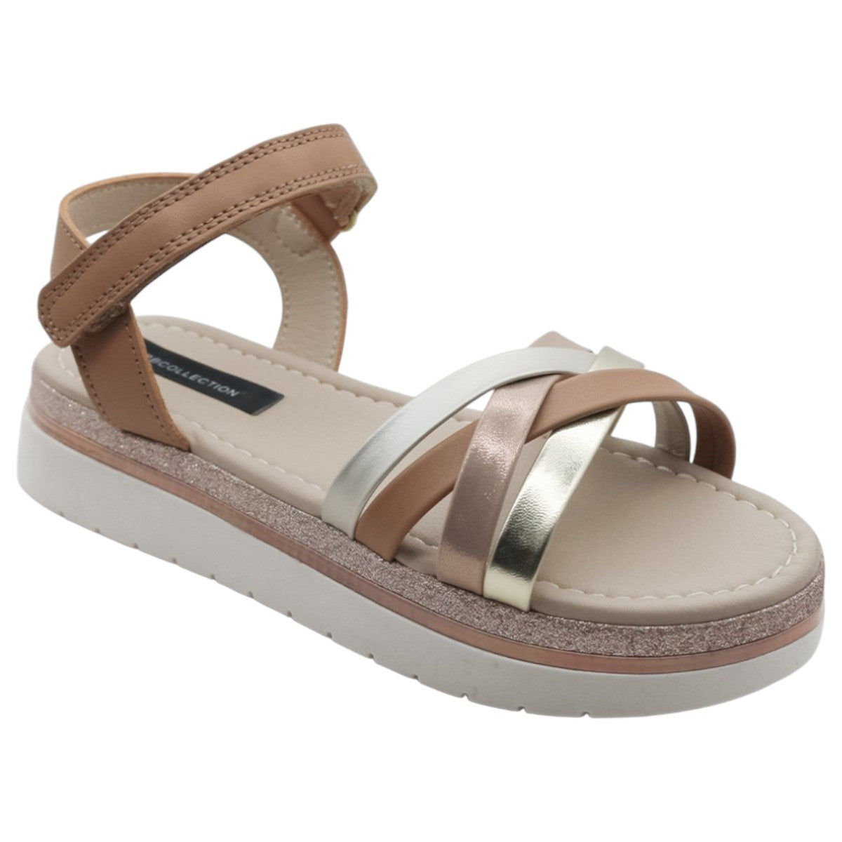 Foto 2 pulgar | Sandalias Exterior Piel Vegana Color Camel Para Niña De Rbcollection