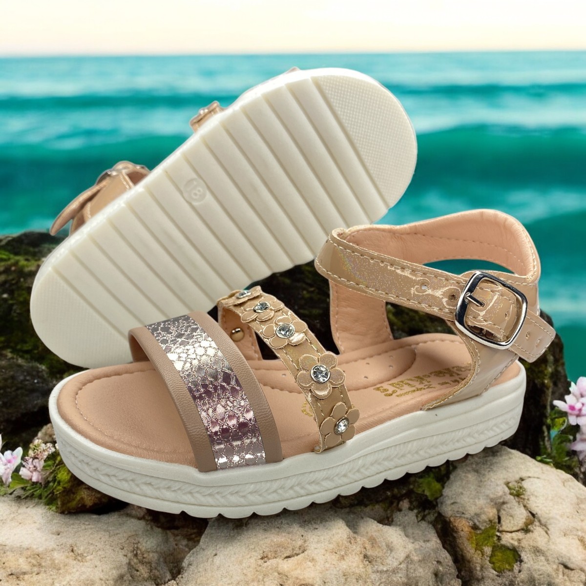 Foto 5 pulgar | Huaraches Beige Para Niña, Comodidad Y Estilo