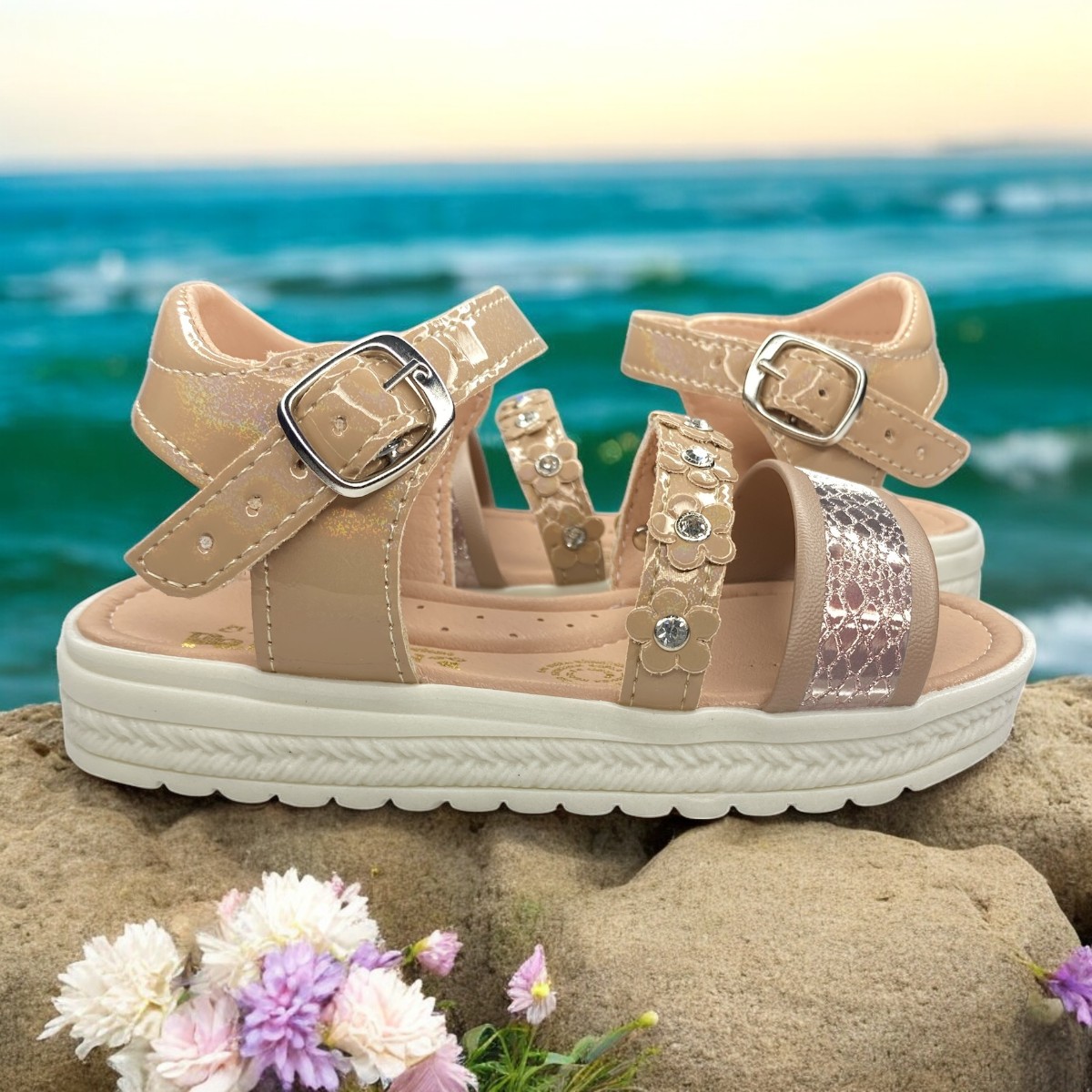 Foto 8 pulgar | Huaraches Beige Para Niña, Comodidad Y Estilo